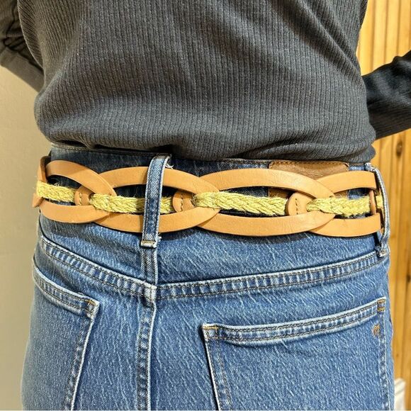 Nine West Vintage America Collection Leather Rope Braided Brown Belt Size Medium main image 5